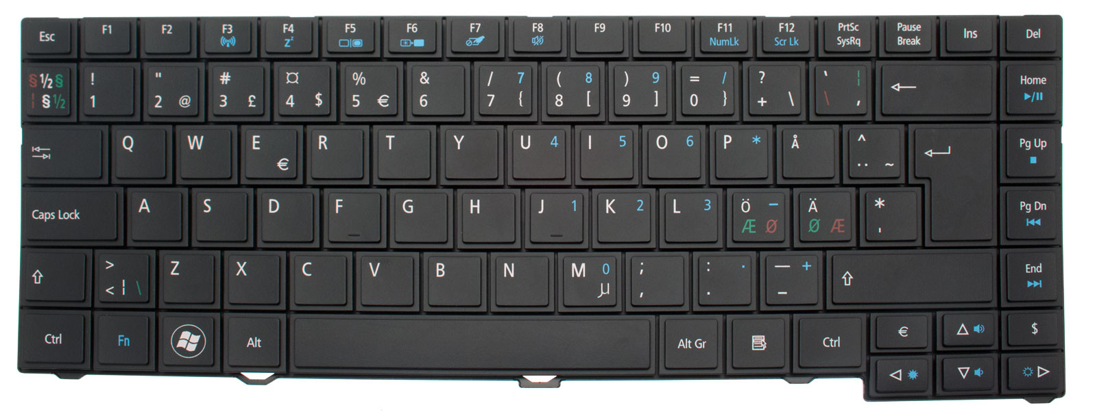 Acer Tastatur skandinavisch (NORDIC) schwarz TravelMate 6495T Serie (Original)