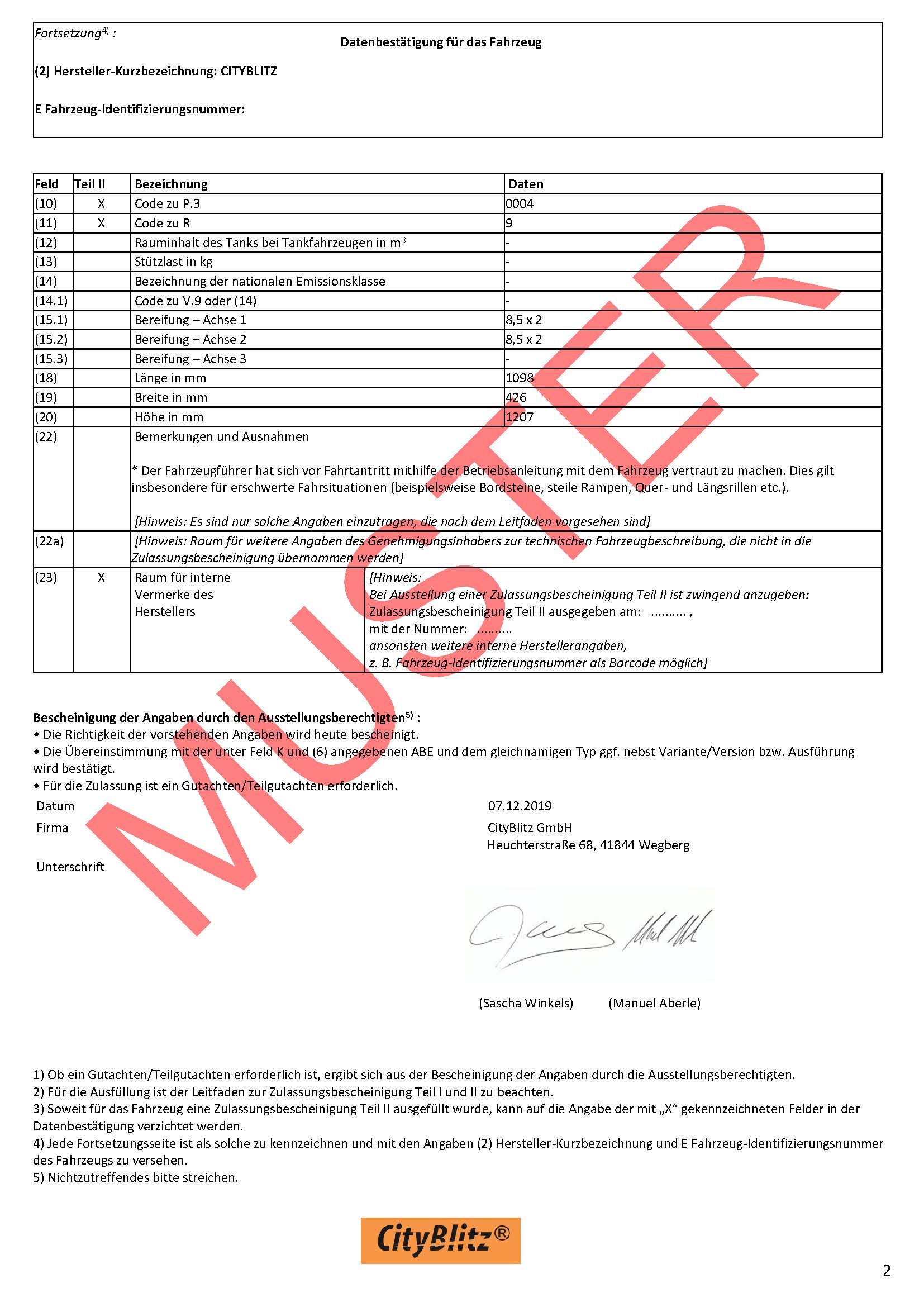 CITYBLITZ CB081SZ Data confirmation (Original)