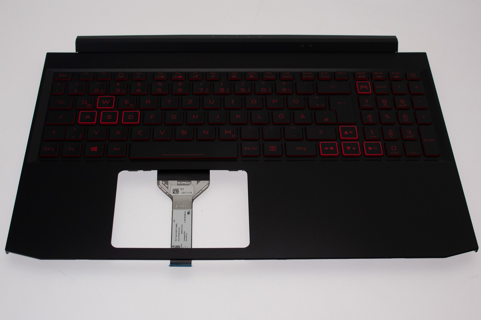 Acer Tastatur beleuchtet Deutsch (DE) + Top case schwarz Aspire Nitro 5 AN515-55 Serie (Original)