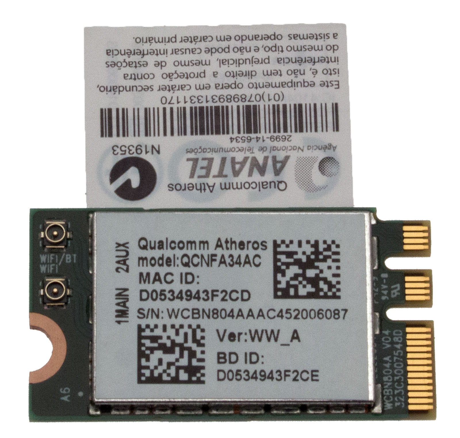 Acer Wireless LAN Karte / W-LAN Board mit Bluetooth Aspire V3-574TG Serie (Original) Acer Wireless LAN Karte / W-LAN Board mit Bluetooth Aspire V3-574TG Serie (Original)