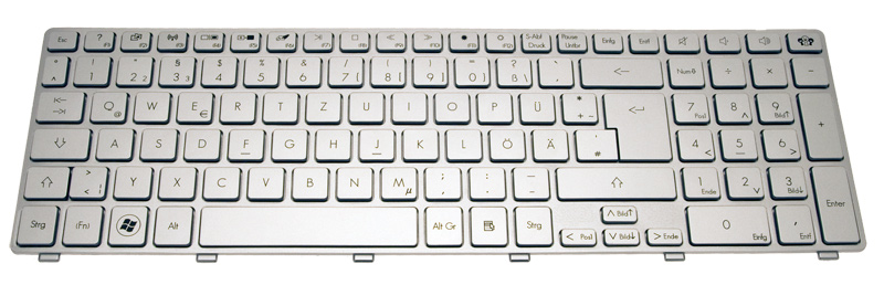 PackardBell Tastatur deutsch (DE) silber EasyNote TX62HR Serie (Original)