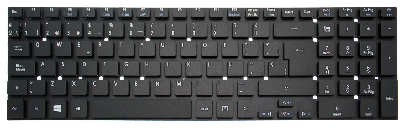 Acer Tastatur spanisch (ES) schwarz Aspire V3-731 Serie (Original) Acer Tastatur spanisch (ES) schwarz Aspire V3-731 Serie (Original)