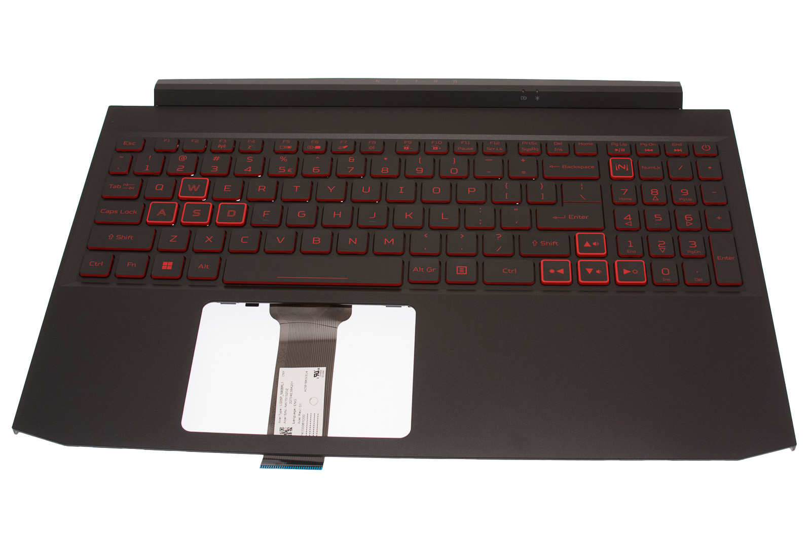 Acer Tastatur beleuchtet Englisch-US-Int. (US) + Top case schwarz Aspire Nitro 5 AN515-55 Serie (Original)