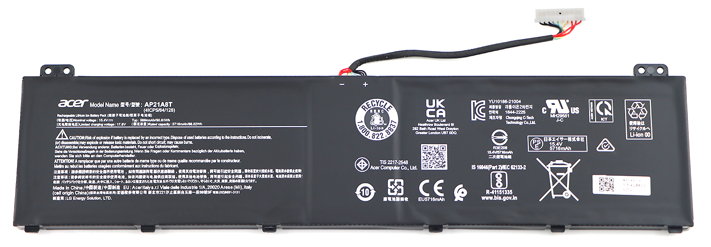 Acer BATTERY.5850MAH.4S1P.90Wh.15.4V.AP21A5T Aspire Nitro 5 AN517-42 Serie (Original)