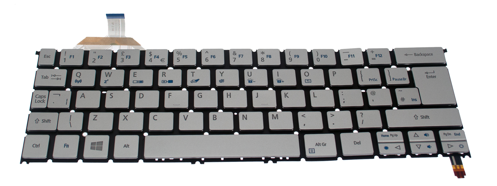 Acer Tastatur beleuchtet englisch (GB) silber Aspire S7-392 Serie (Original)