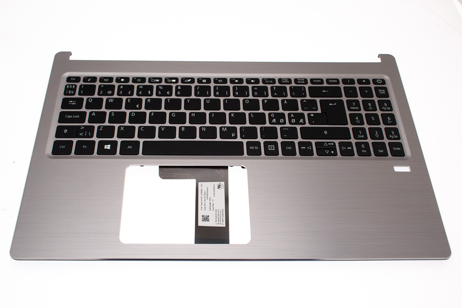 Acer Tastatur beleuchtet Nordisch (NORDIC) + Top case silber Swift 3 SF315-52G Serie (Original)