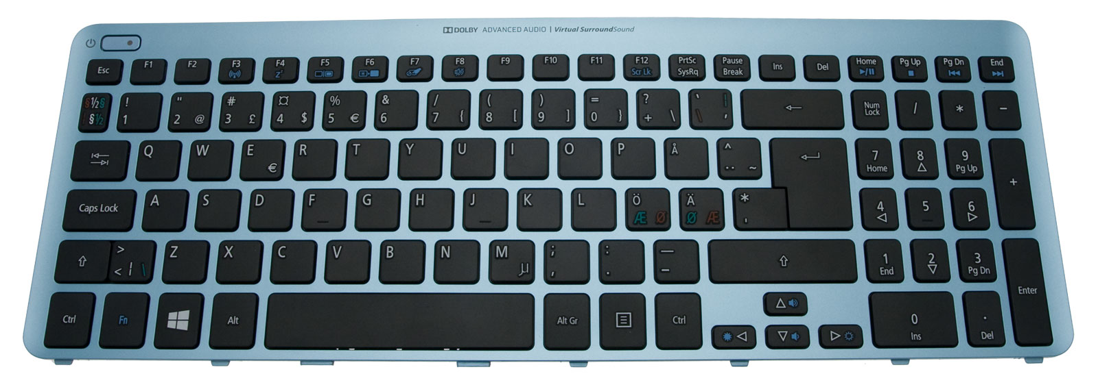 Acer Tastatur skandinavisch (NORDIC) blau Aspire V5-531G Serie (Original)