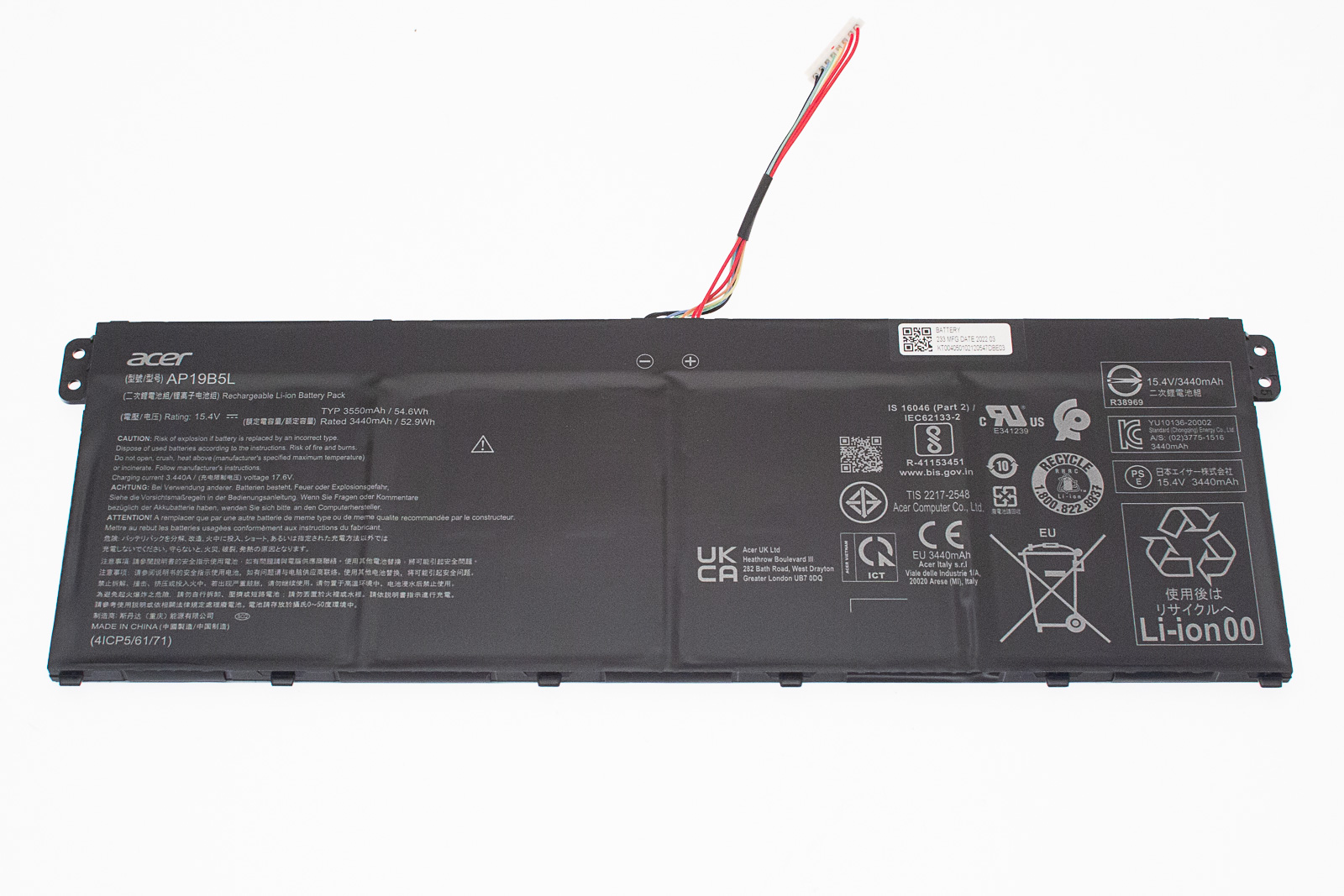 Acer Akku / Batterie / Battery 55WH.3550MAH.4S1P Spin 3 SP314-55N Serie (Original) Acer Akku / Batterie / Battery 55WH.3550MAH.4S1P Spin 3 SP314-55N Serie (Original)