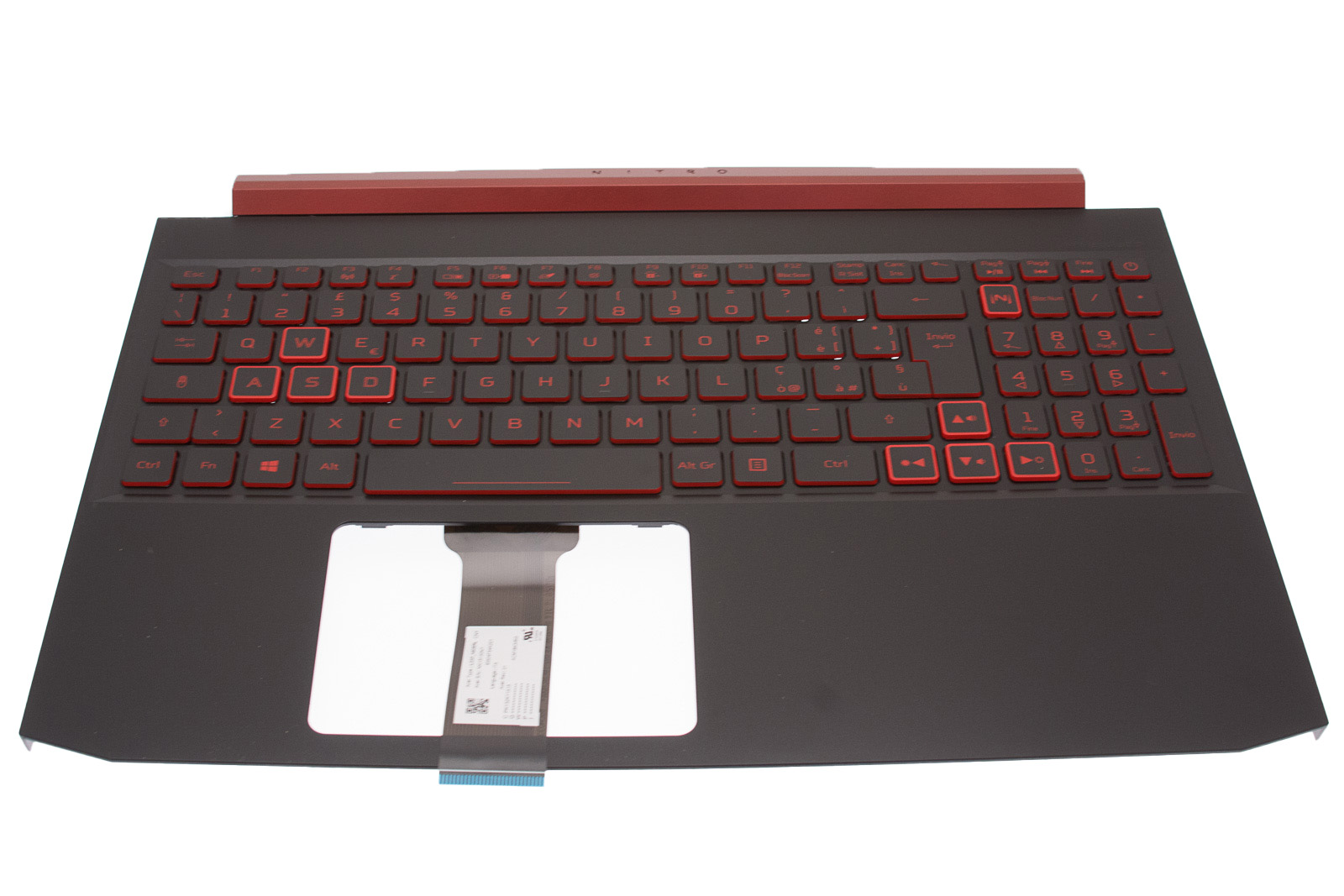 Acer Tastatur beleuchtet italienisch (IT) + Topcase schwarz Aspire Nitro 5 AN515-54 Serie (Original)