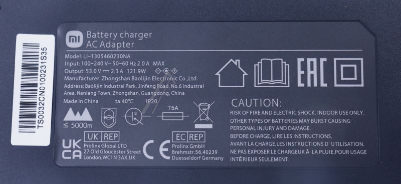 XIAOMI Electric Scooter 4 ULTRA Fuente de alimentación con cable de alimentación (originale)