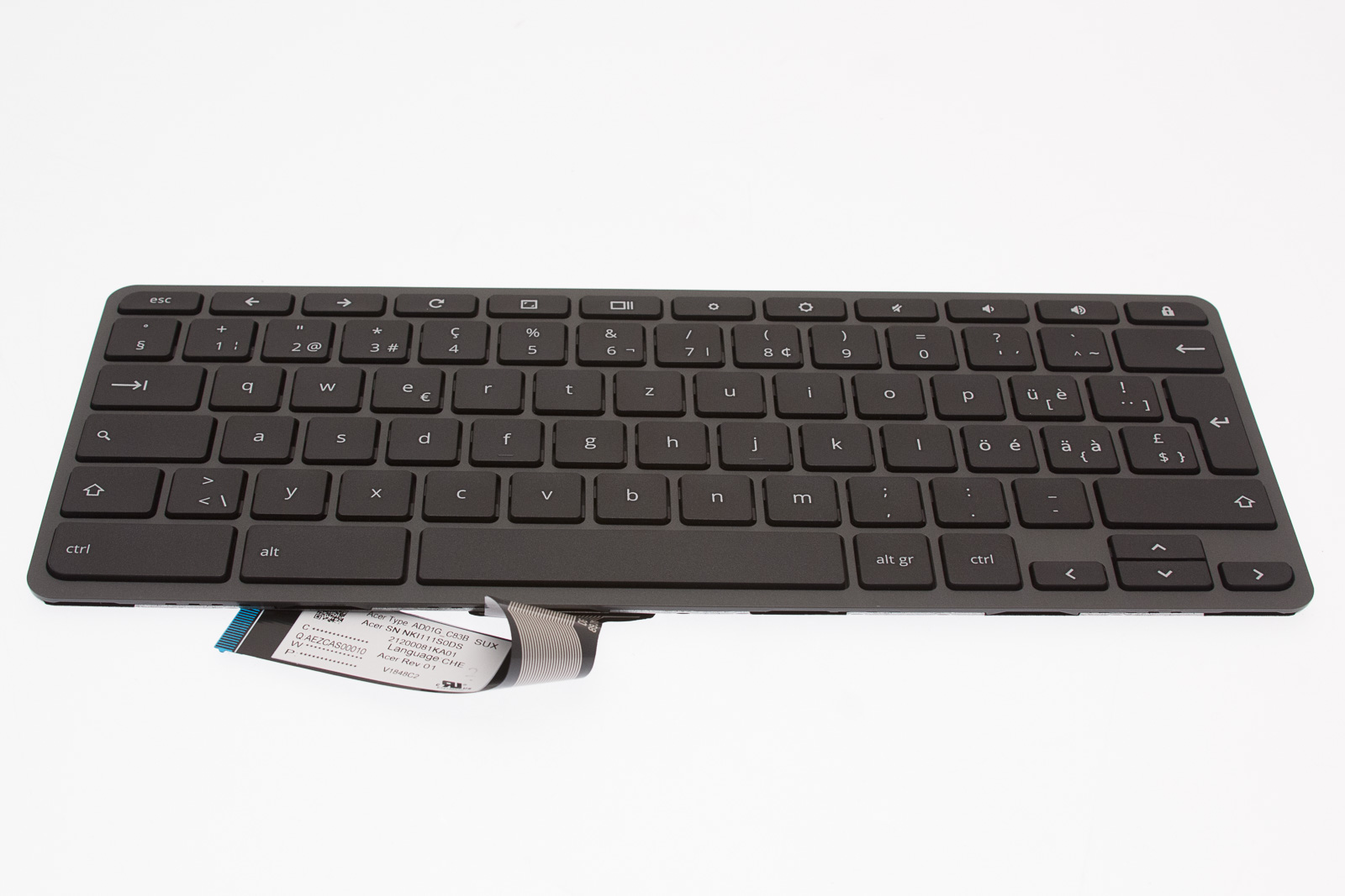 Acer Tastatur (Schweiz-Deutsch) schwarz / Keyboard (Swiss-German) black Chromebook Spin 511 R753TN Serie (Original) Acer Tastatur (Schweiz-Deutsch) schwarz / Keyboard (Swiss-German) black Chromebook Spin 511 R753TN Serie (Original)