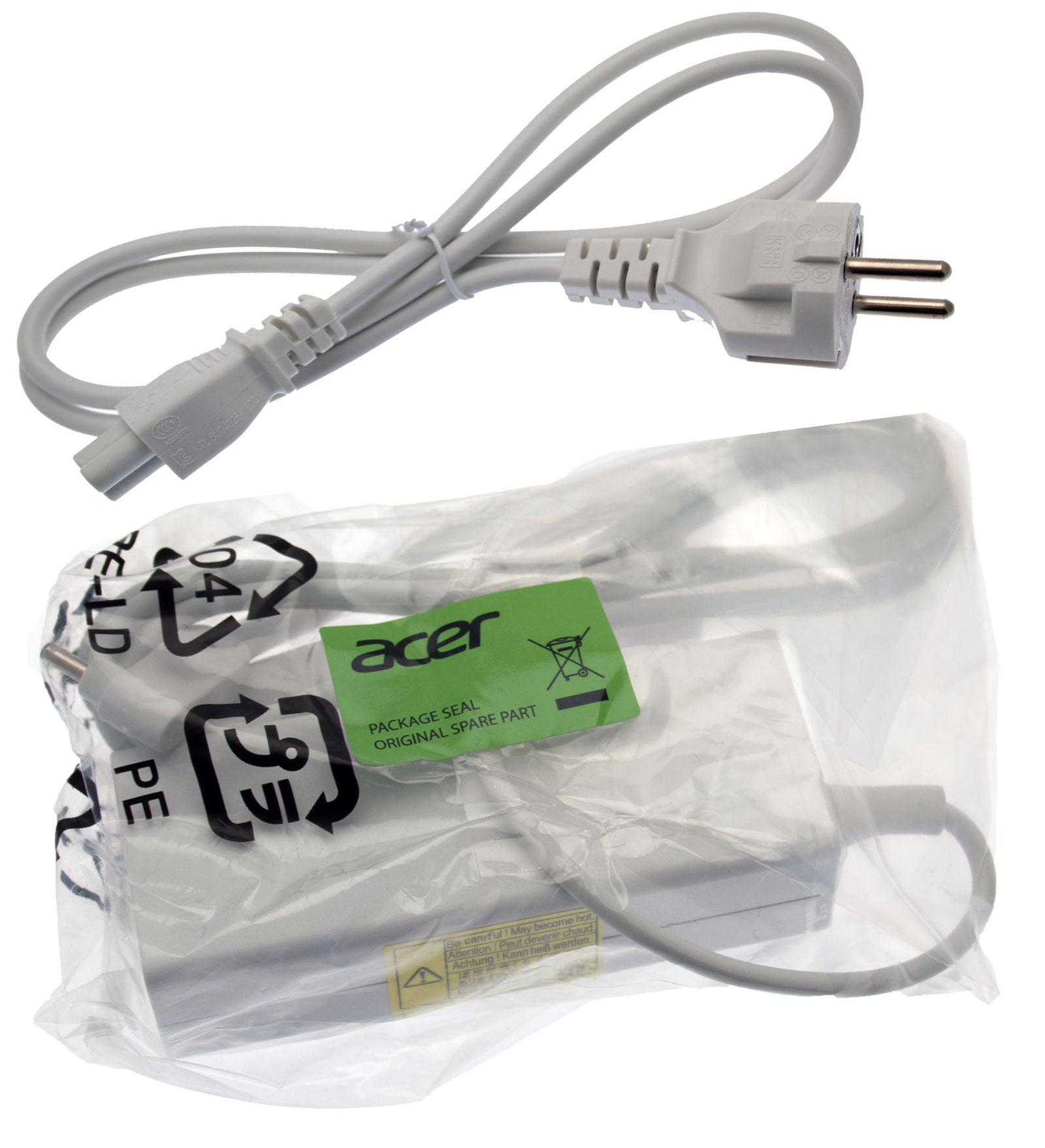 Acer Netzteil / Ladegerät weiß 19V / 2,37A / 45W mit Netzkabel EU Spin 3 SP314-53N Serie (Original) Acer Netzteil / Ladegerät weiß 19V / 2,37A / 45W mit Netzkabel EU Spin 3 SP314-53N Serie (Original)