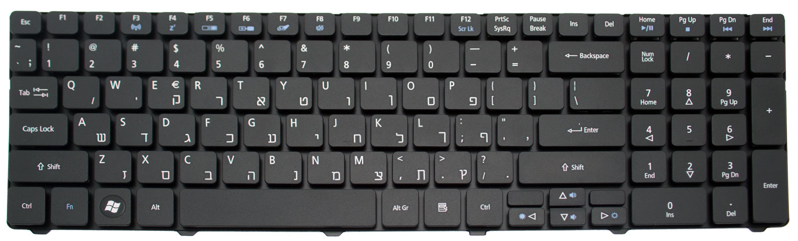 Acer Tastatur US-Int. hebräisch (US/IL) schwarz Aspire 7250 Serie (Original) Acer Tastatur US-Int. hebräisch (US/IL) schwarz Aspire 7250 Serie (Original)