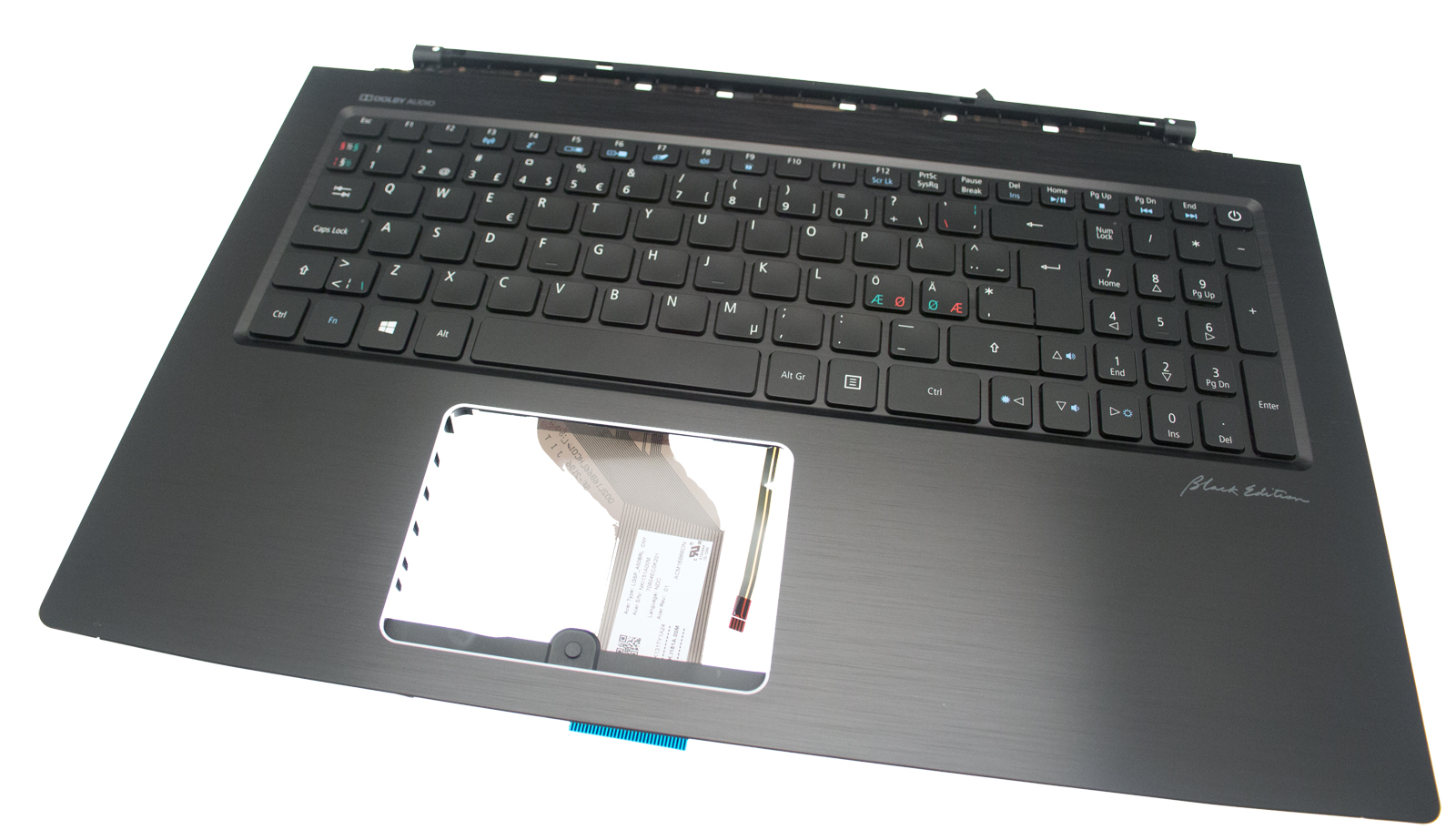 Acer Tastatur beleuchtet skandinavisch (NORDIC) + Topcase schwarz Aspire V Nitro7-593G Serie (Original)