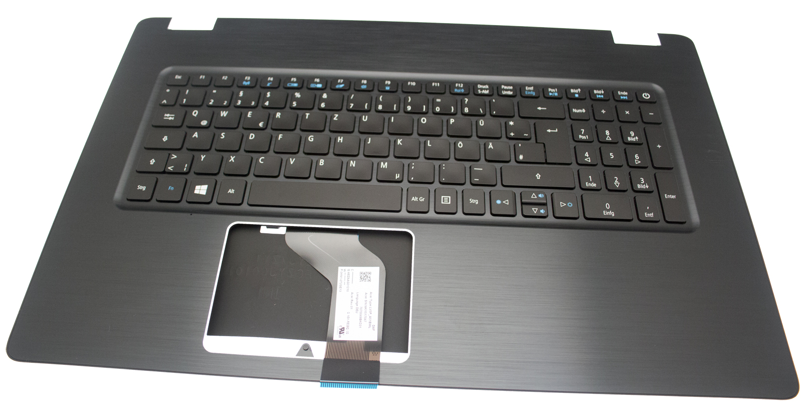 Acer Tastatur beleuchtet deutsch (DE) + Top case schwarz Aspire F17 F5-771G Serie (Original)