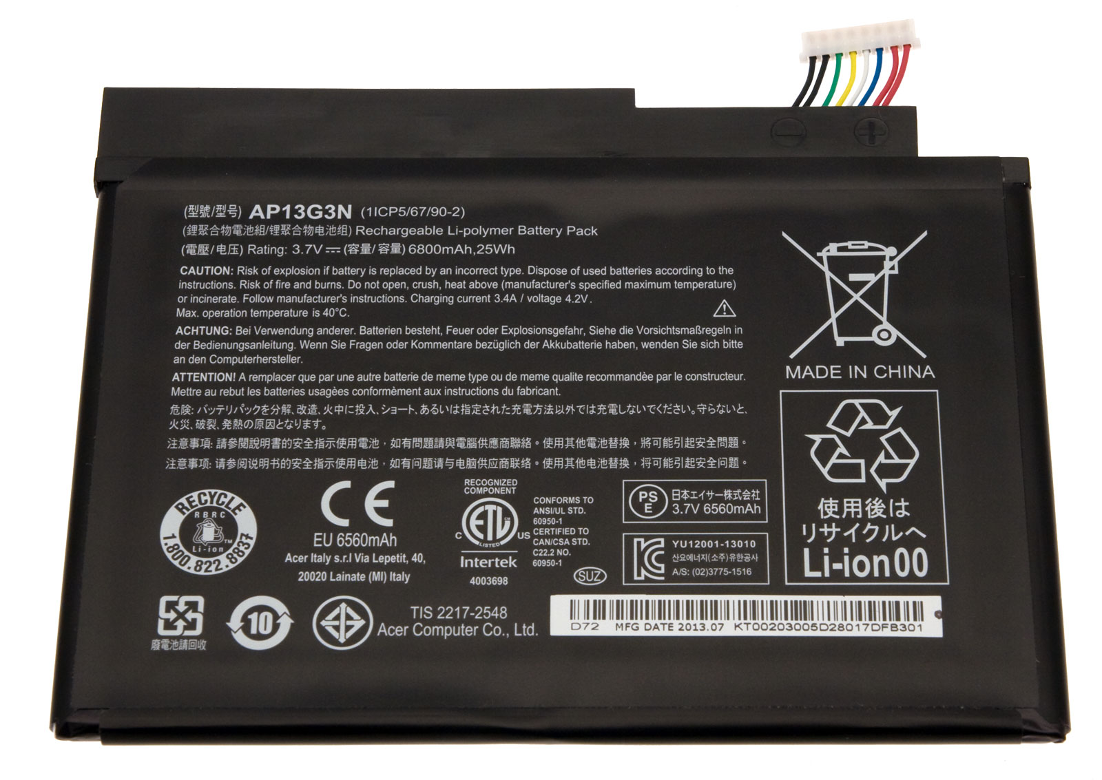 Acer Akku / Batterie 6800mAh Iconia W3-810 Serie (Original)