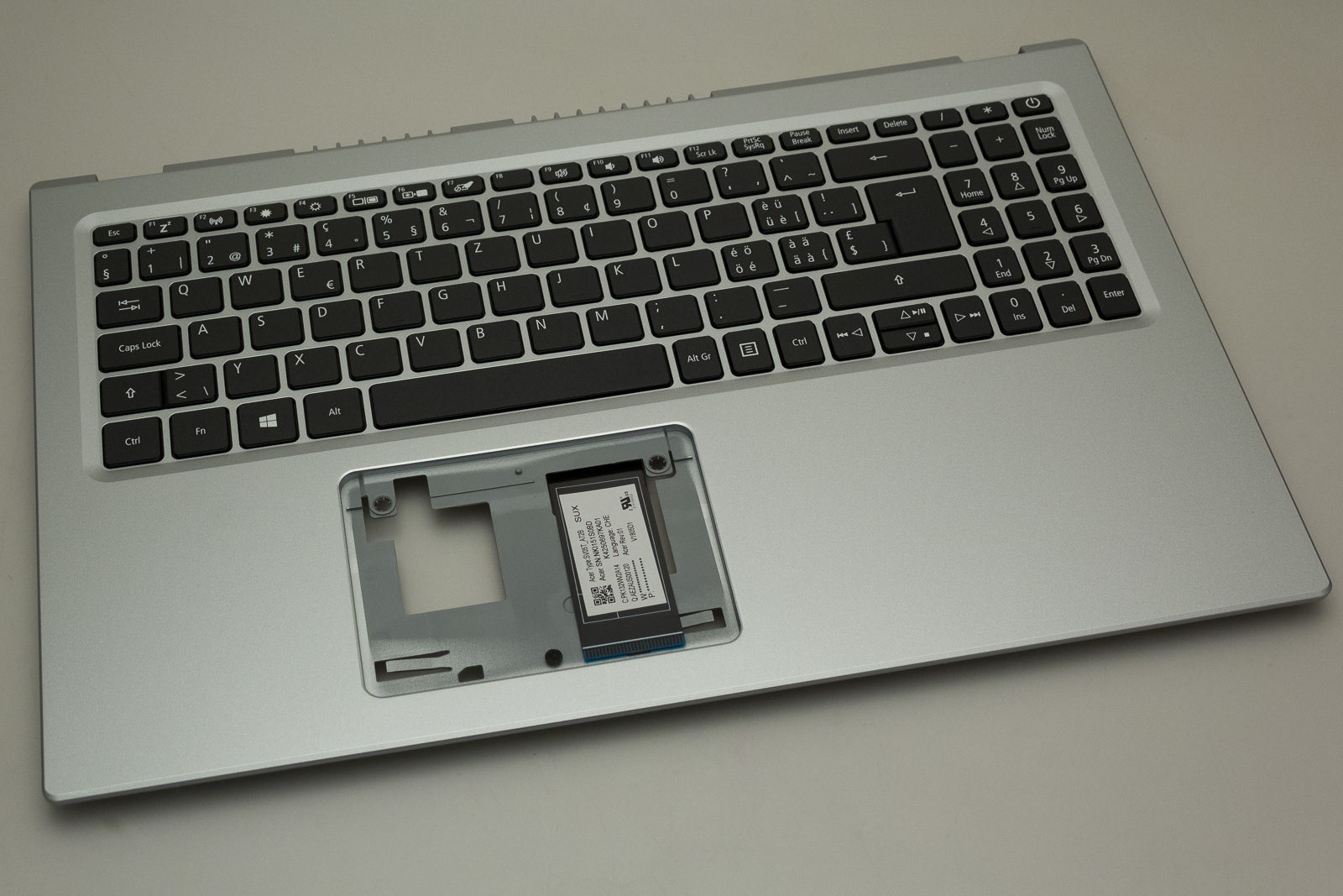 Acer Tastatur Schweiz/Deutsch (CH/DE) + Top case silber Aspire 5 A515-56 Serie (Original)