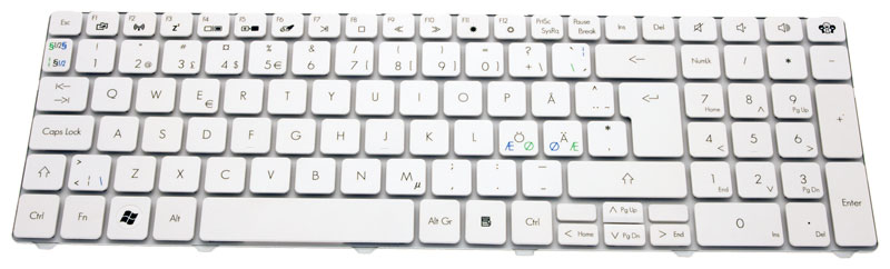 PackardBell Tastatur / Keyboard (Nordic) white EasyNote TM82 Serie (Original)