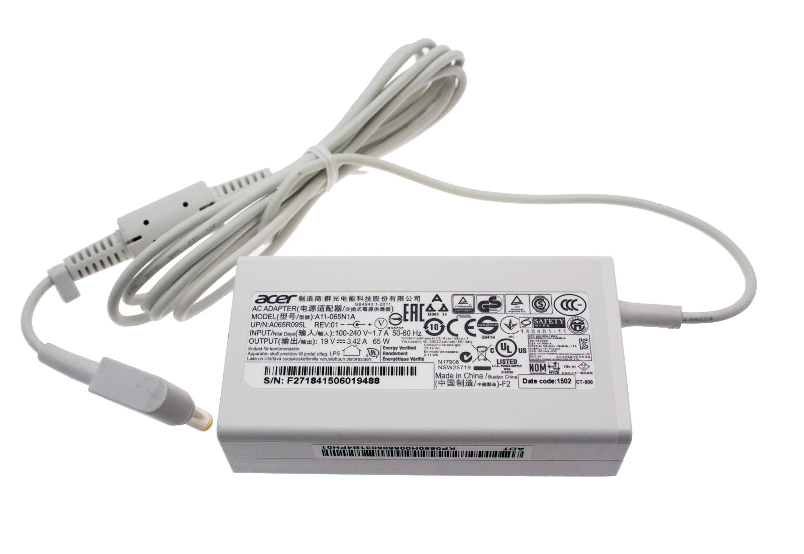 Acer Netzteil / Ladegerät weiß 19V / 3,42A / 65W mit Netzkabel UK / GB / IE Aspire 3660 Serie (Original) Acer Netzteil / Ladegerät weiß 19V / 3,42A / 65W mit Netzkabel UK / GB / IE Aspire 3660 Serie (Original)