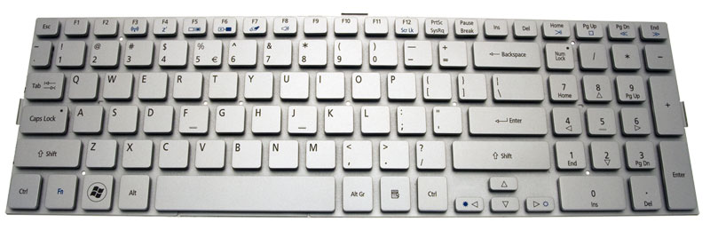 Acer Tastatur US-Int. (US) silber Aspire 5950G Serie (Original)