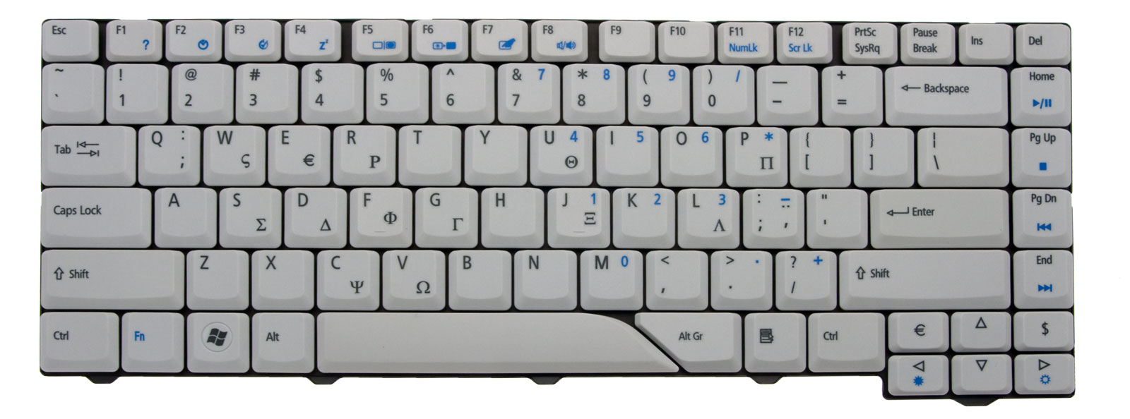 Acer Tastatur griechisch (GR) weiß Aspire 4720 Serie (Original)