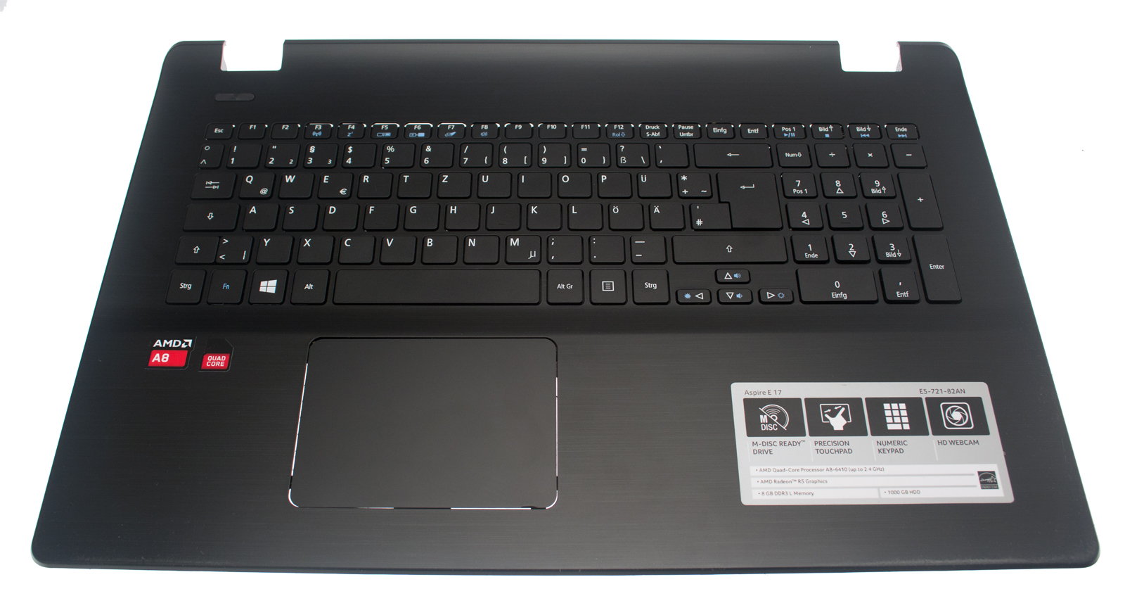 Acer Tastatur deutsch (DE) + Top Case schwarz Aspire E5-721 Serie (Original)