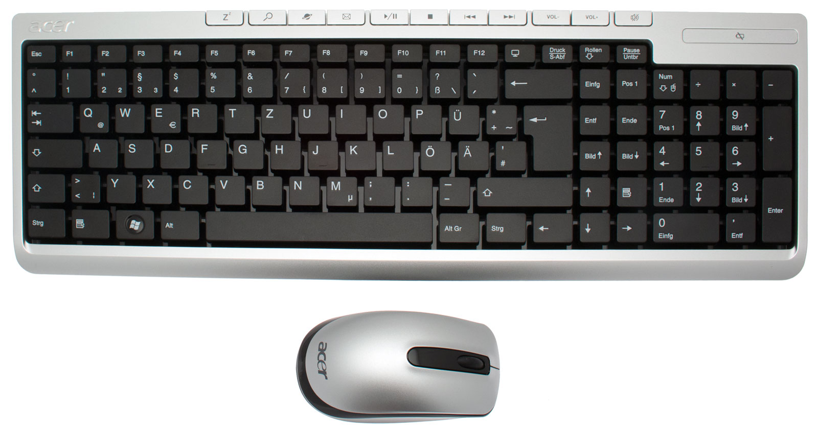 Acer Wireless Tastatur / Maus SET deutsch (DE) silber Aspire Z5761W Serie (Original)