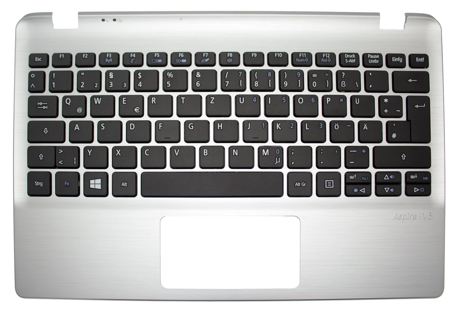 Acer Tastatur arabisch (ARAB) + Top Case silber Aspire V5-122P Serie (Original)