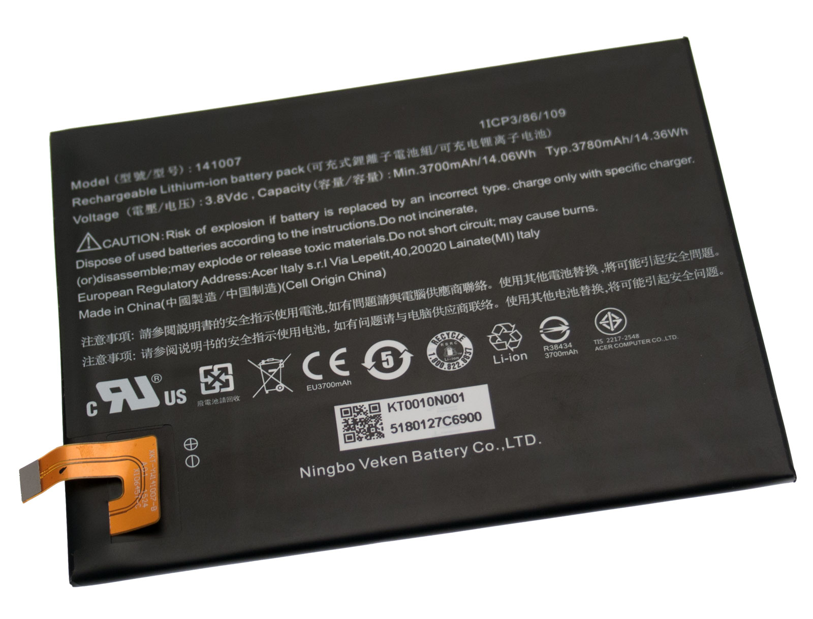 Acer Akku / Batterie 3780mAh Iconia A1-724 Serie (Original)