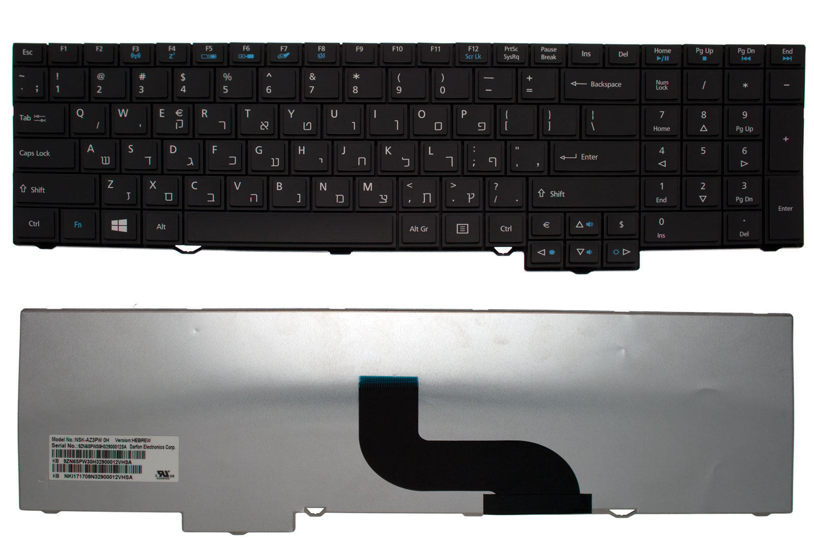 Acer Tastatur US-Int. hebräisch (US/IL) schwarz TravelMate P653-M Serie (Original)