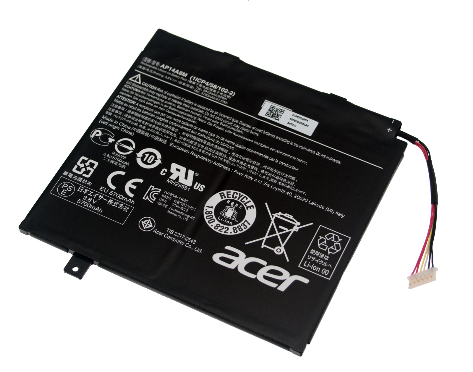 Acer Akku / Batterie 5700mAh Aspire Switch 10 SW5-015 Serie (Original) Acer Akku / Batterie 5700mAh Aspire Switch 10 SW5-015 Serie (Original)