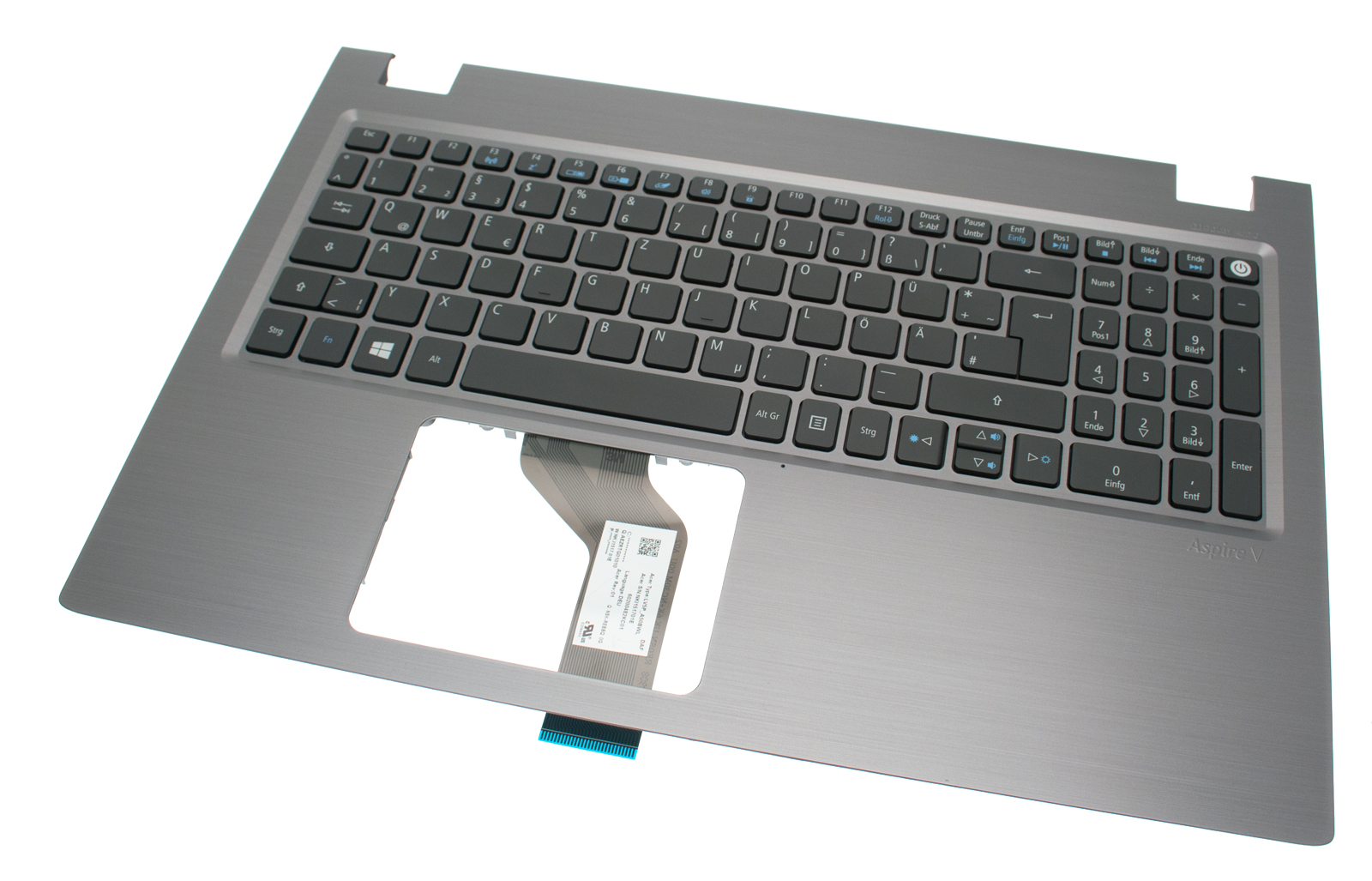 Acer Tastatur beleuchtet deutsch (DE) + Topcase silber Aspire V5-591G Serie (Original)